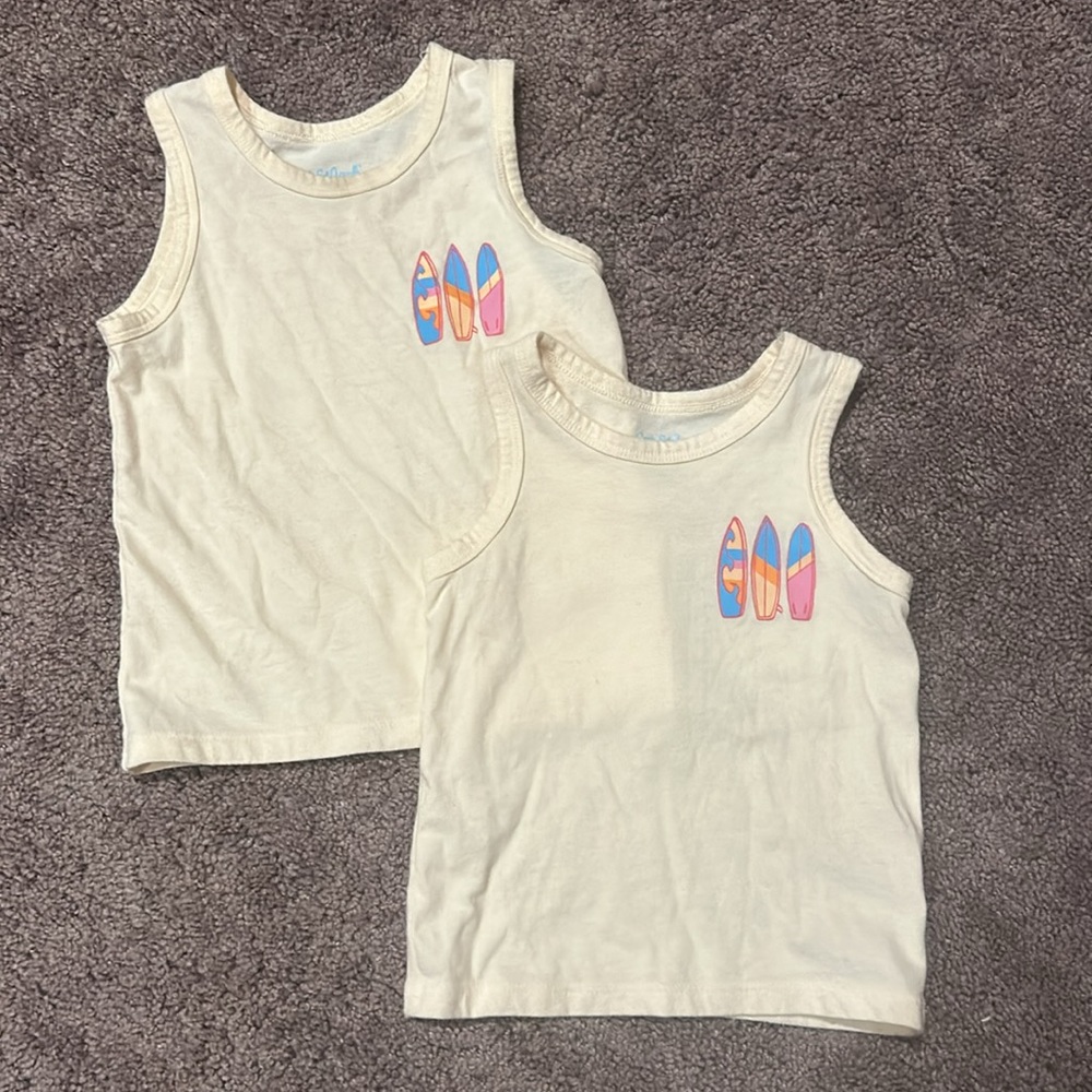 Cat & Jack surfboard baby tank tops, 18m and 12m matching twin set!